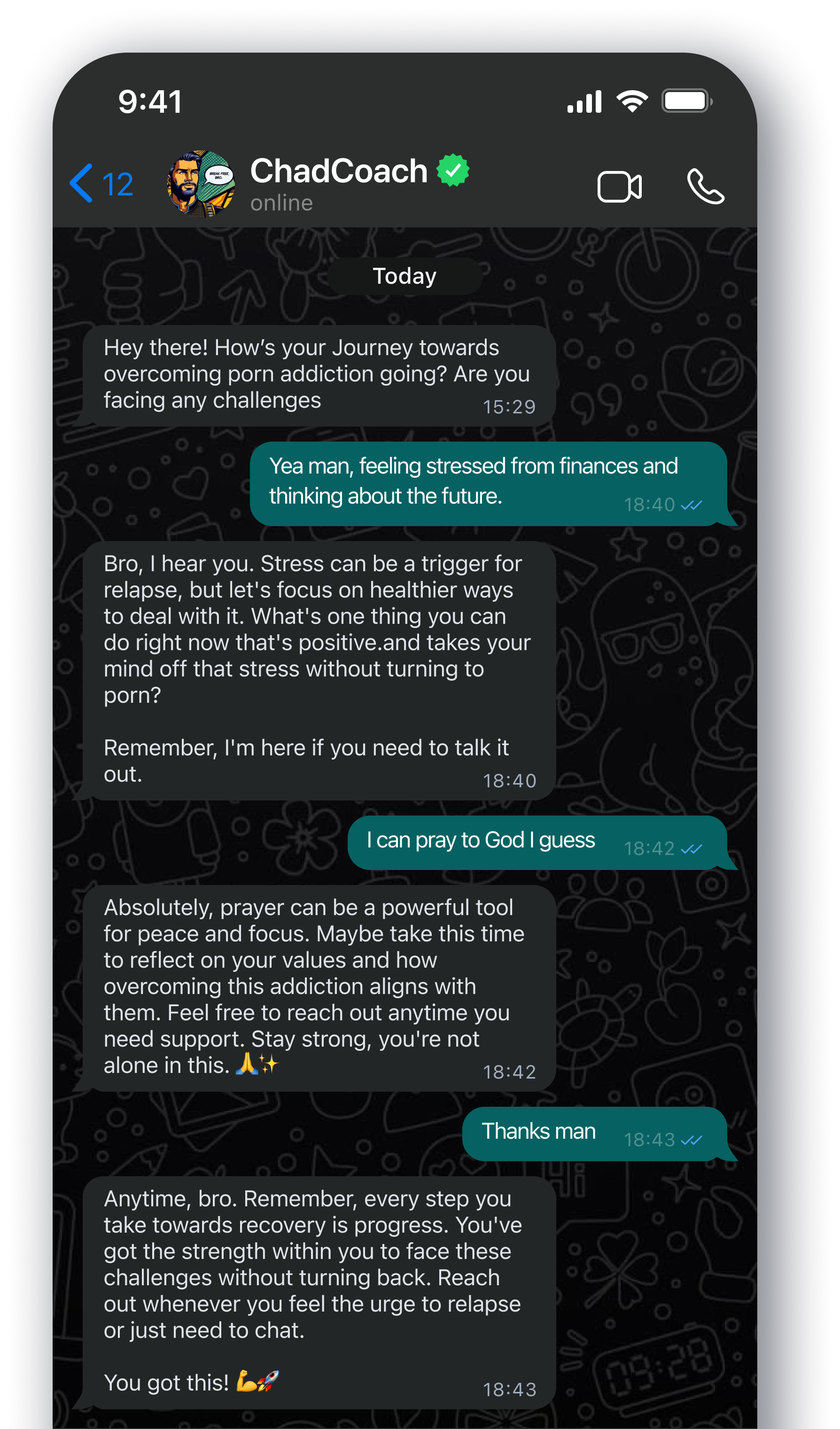 Show Chad Coach In Action β WhatsApp conversation with Chad